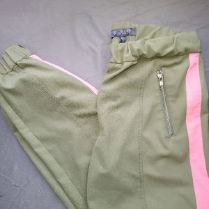 GUESS Jogger Pants Olive Army Green w/ Pink XS